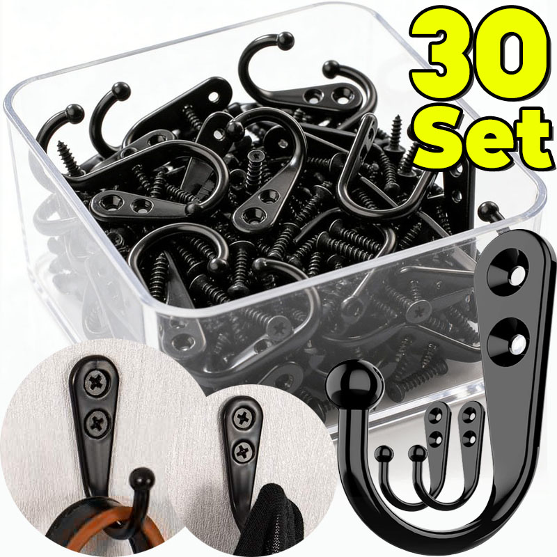 Kitchen Appliances Shelves - Black Metal Hooks with Screws Wall