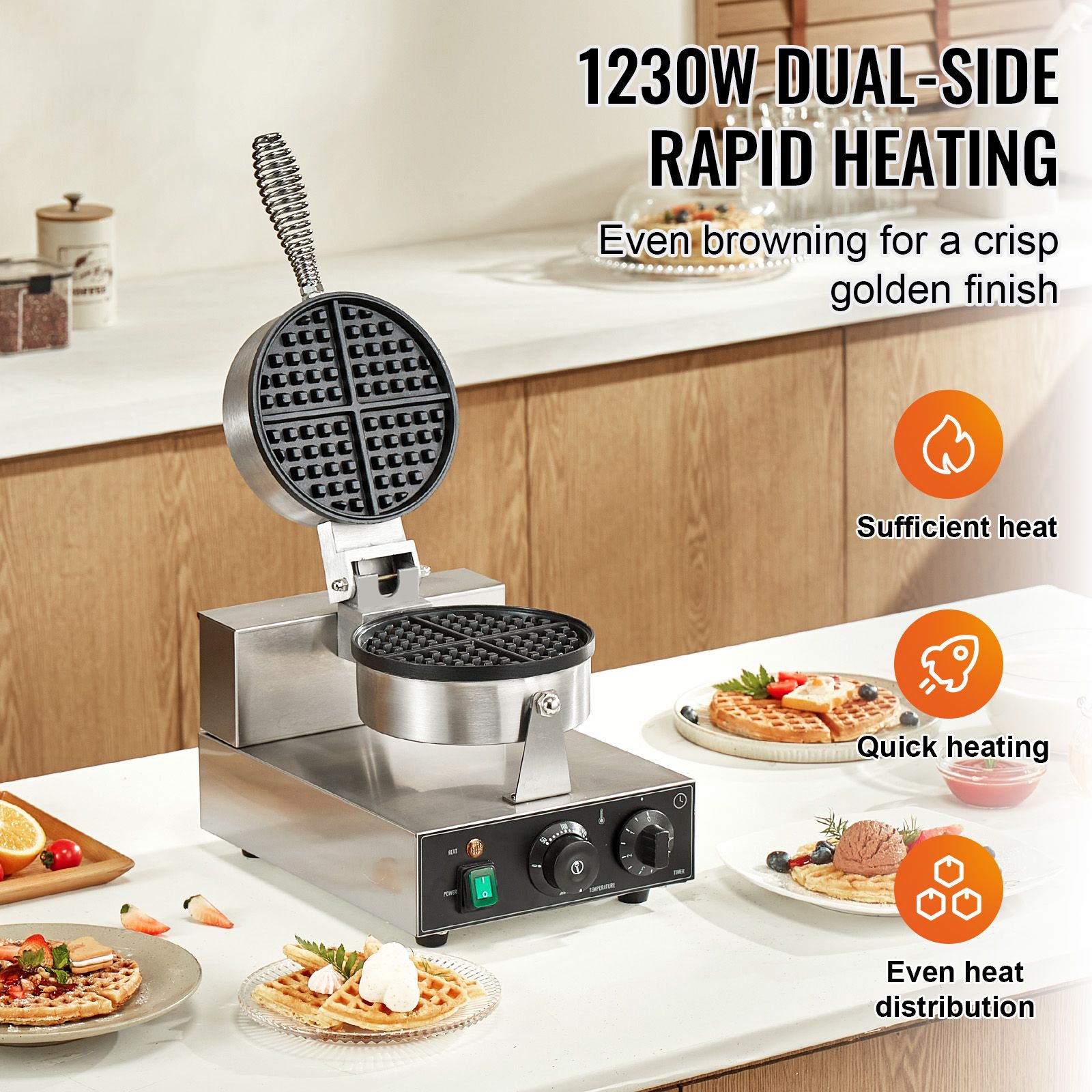 Commercial Waffle Maker, 1230W - Waffle Iron Belgian recension och pris