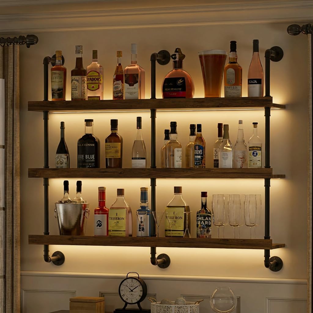Wall Mounted Wine Rack With LE - Kitchen Appliances Shelves recension och pris