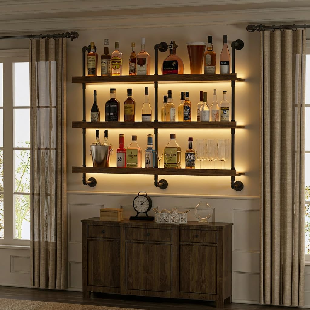 Wall Mounted Wine Rack With LE - Kitchen Appliances Shelves recension och pris